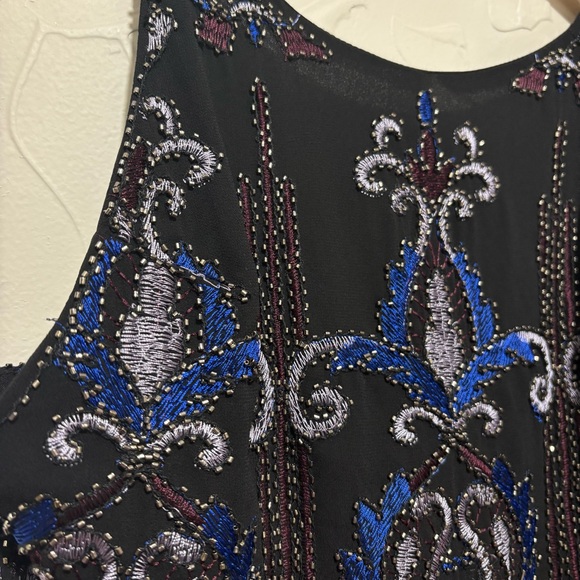NWT Franchesca’s “Celeste” black beaded sleeveless mini dress (small) - Picture 4 of 7